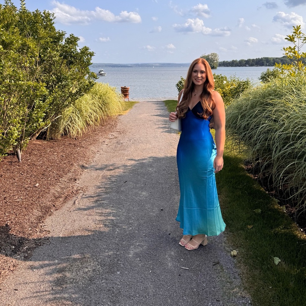 12th tribe Mirabella blue satin sorbet maxi dress